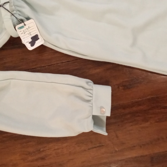 Sunshine Valley Vintage Mock neck with Shoulder Pads Midi Dress in Mint Size 4 - Picture 6 of 8